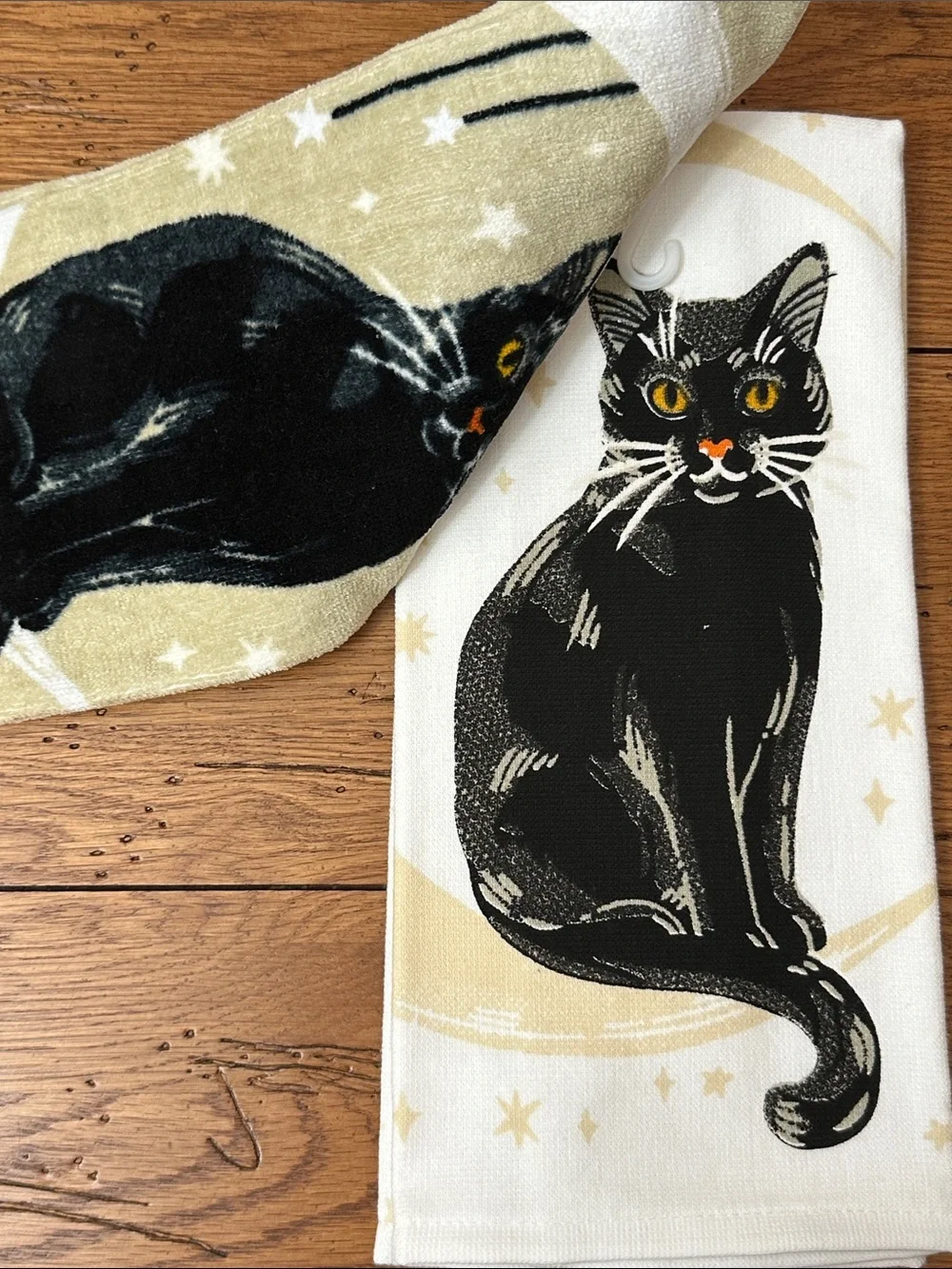Celebrate Together Black Cat Kitchen Towel Set - Beige and White